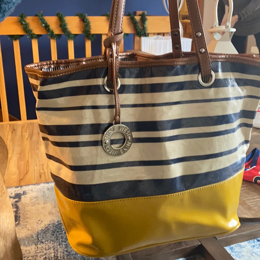 Nine West Navy and Yellow bag